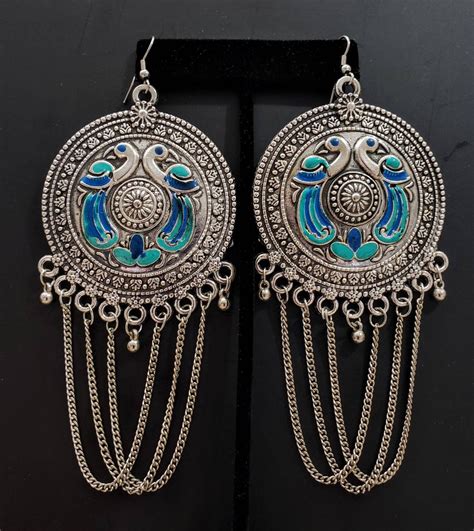 peacock necklace and earrings